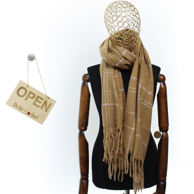 Fashion, accesorii si bijuterii - Femei - Accesorii femei - Esarfe si fulare femei - Esarfa de dama, Buticcochet, casmir, 190 x 65 cm, Maro - ES2705 - Infinity.ro