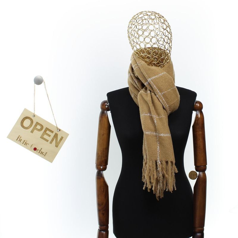 Fashion, accesorii si bijuterii - Femei - Accesorii femei - Esarfe si fulare femei - Esarfa de dama, Buticcochet, casmir, 190 x 65 cm, Maro - ES2705 - Infinity.ro