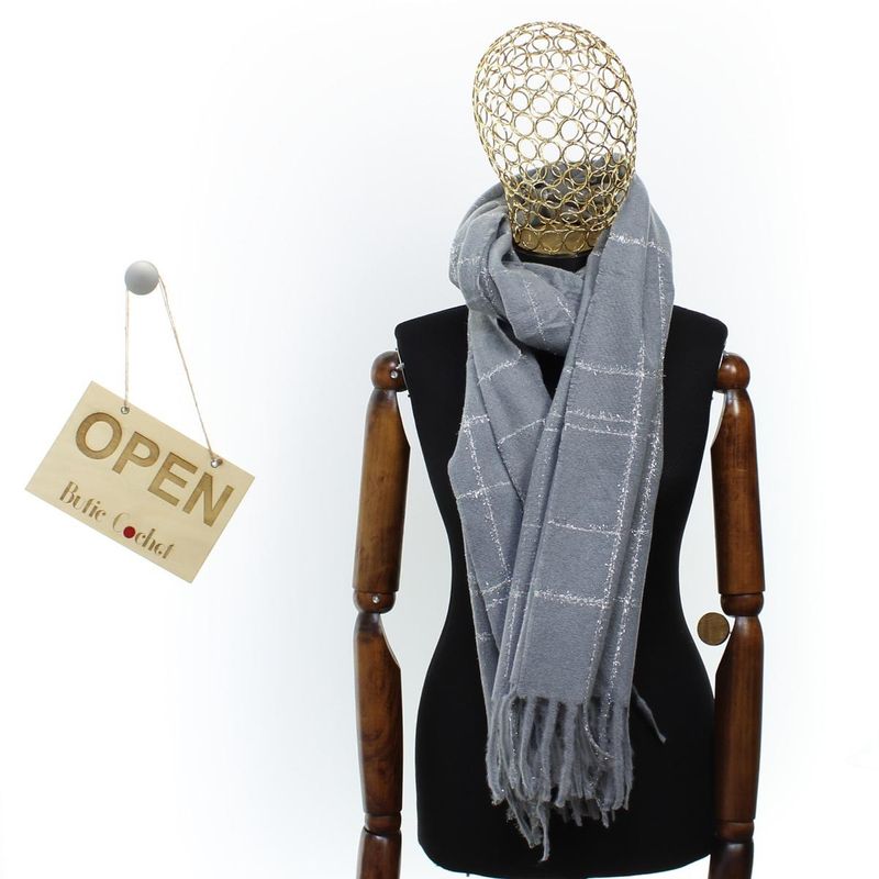 Fashion, accesorii si bijuterii - Femei - Accesorii femei - Esarfe si fulare femei - Esarfa de dama, Buticcochet, casmir, 190 x 65 cm, Gri - ES2703 - Infinity.ro
