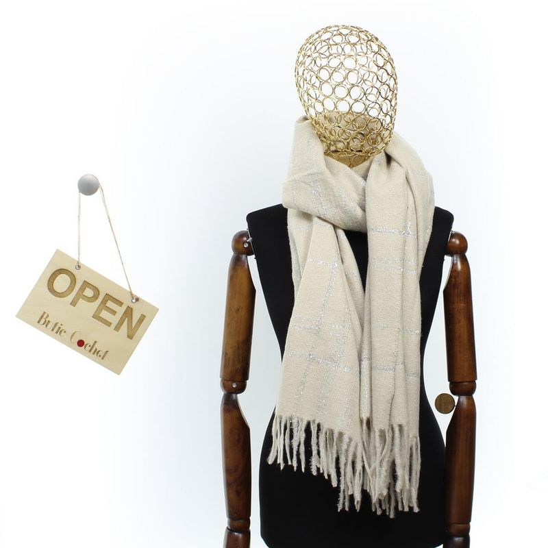 Fashion, accesorii si bijuterii - Femei - Accesorii femei - Esarfe si fulare femei - Esarfa de dama, Buticcochet, casmir, 190 x 65 cm, Bej - ES2702 - Infinity.ro