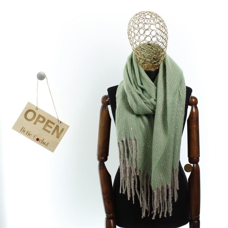 Fashion, accesorii si bijuterii - Femei - Accesorii femei - Esarfe si fulare femei - Esarfa de dama, Buticcochet, casmir, 190 x 65 cm, Vernil - ES2707 - Infinity.ro
