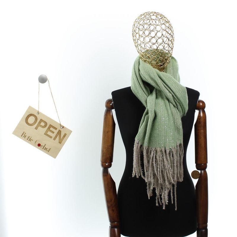 Fashion, accesorii si bijuterii - Femei - Accesorii femei - Esarfe si fulare femei - Esarfa de dama, Buticcochet, casmir, 190 x 65 cm, Vernil - ES2707 - Infinity.ro