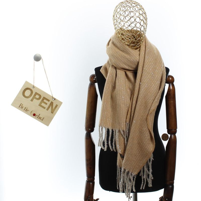 Fashion, accesorii si bijuterii - Femei - Accesorii femei - Esarfe si fulare femei - Esarfa de dama, Buticcochet, casmir, 190 x 65 cm, Maro - ES2709 - Infinity.ro