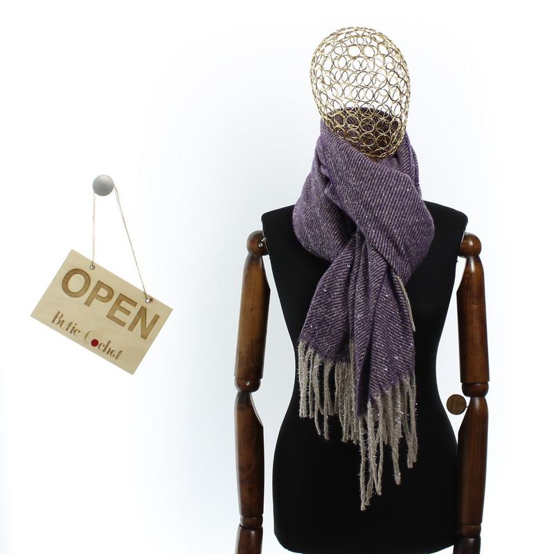 Fashion, accesorii si bijuterii - Femei - Accesorii femei - Esarfe si fulare femei - Esarfa de dama, Buticcochet, casmir, 190 x 65 cm, Mov - ES2712 - Infinity.ro