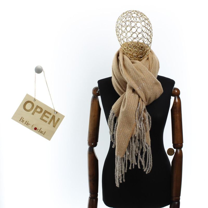 Fashion, accesorii si bijuterii - Femei - Accesorii femei - Esarfe si fulare femei - Esarfa de dama, Buticcochet, casmir, 190 x 65 cm, Maro - ES2709 - Infinity.ro