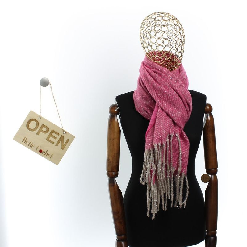 Fashion, accesorii si bijuterii - Femei - Accesorii femei - Esarfe si fulare femei - Esarfa de dama, Buticcochet, casmir, 190 x 65 cm, Fucsia - ES2708 - Infinity.ro