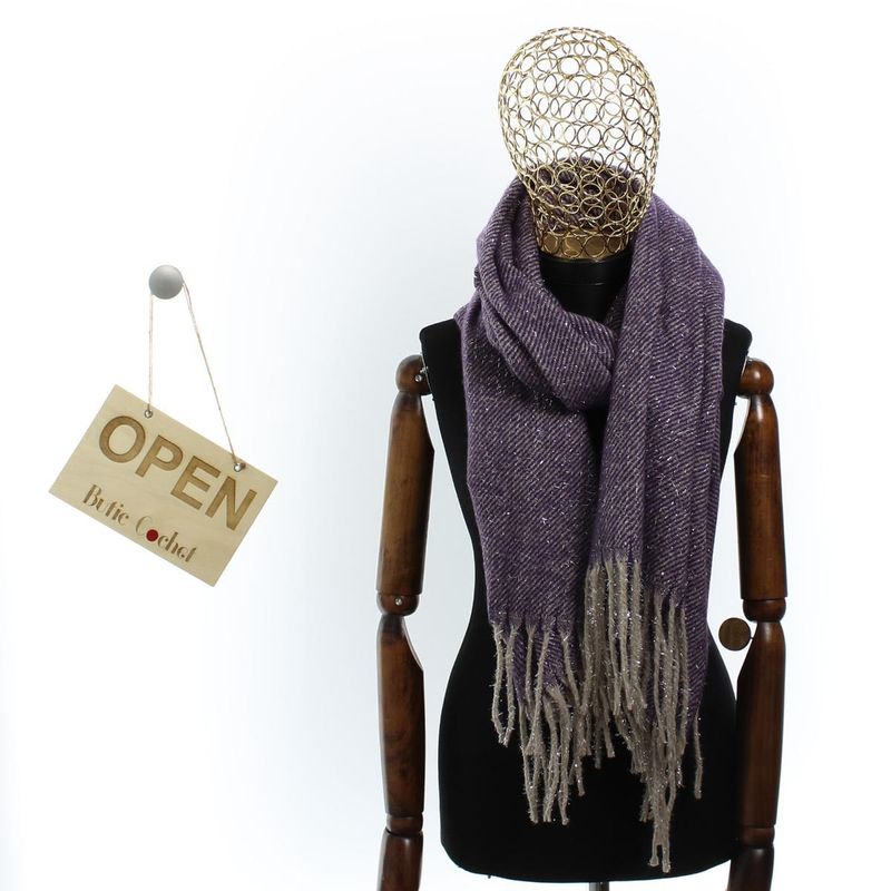 Fashion, accesorii si bijuterii - Femei - Accesorii femei - Esarfe si fulare femei - Esarfa de dama, Buticcochet, casmir, 190 x 65 cm, Mov - ES2712 - Infinity.ro