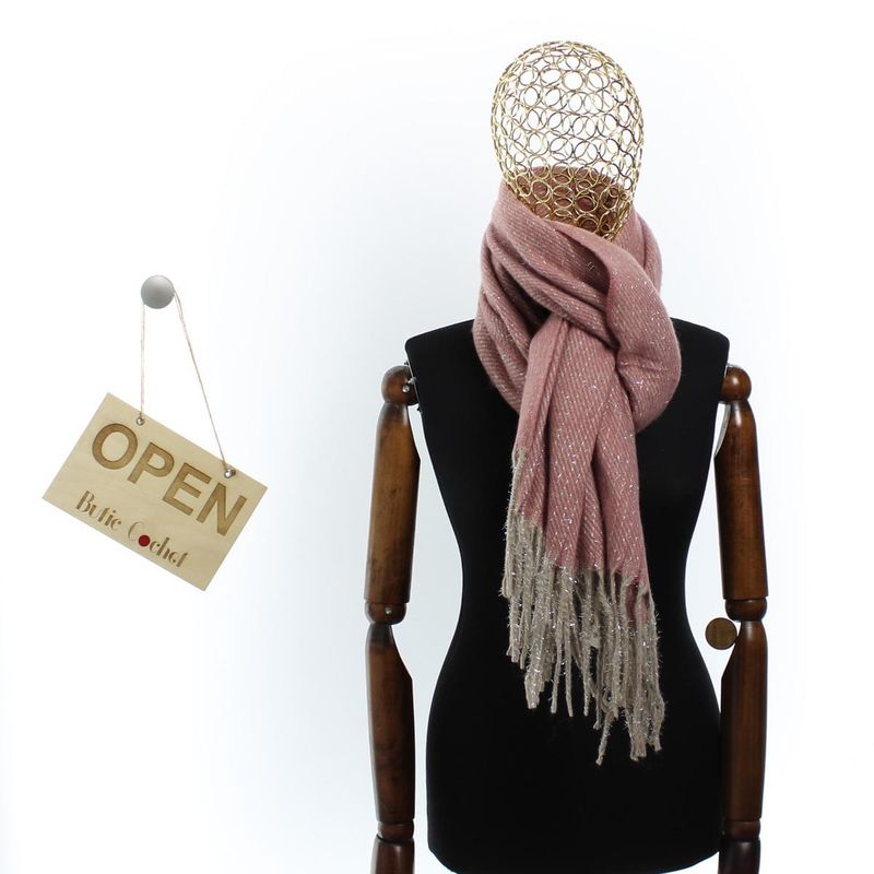 Fashion, accesorii si bijuterii - Femei - Accesorii femei - Esarfe si fulare femei - Esarfa de dama, Buticcochet, casmir, 190 x 65 cm, Roz - ES2715 - Infinity.ro