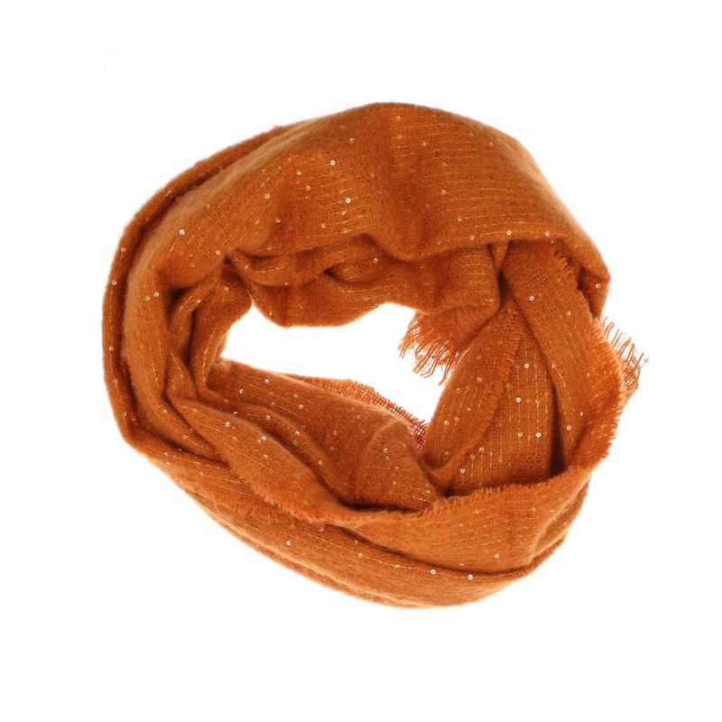 Fashion, accesorii si bijuterii - Femei - Accesorii femei - Esarfe si fulare femei - Esarfa de dama, Buticcochet, casmir, 190 x 65 cm, cu paiete, Caramiziu - ES2724 - Infinity.ro