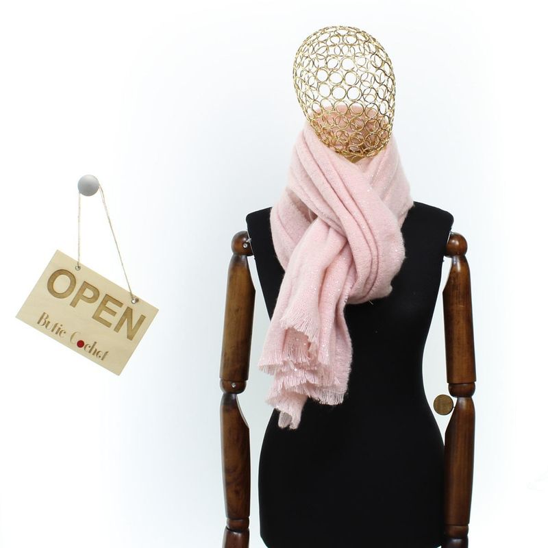 Fashion, accesorii si bijuterii - Femei - Accesorii femei - Esarfe si fulare femei - Esarfa de dama, Buticcochet, casmir, 190 x 65 cm, cu paiete, Roz - ES2721 - Infinity.ro