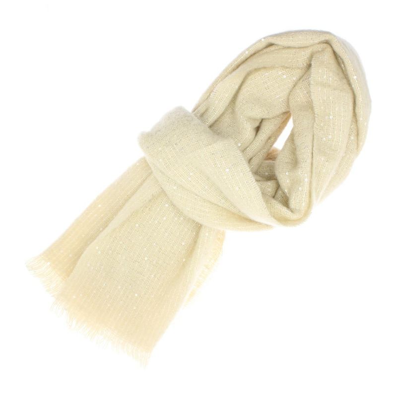Fashion, accesorii si bijuterii - Femei - Accesorii femei - Esarfe si fulare femei - Esarfa de dama, Buticcochet, casmir, 190 x 65 cm, cu paiete, Bej - ES2719 - Infinity.ro