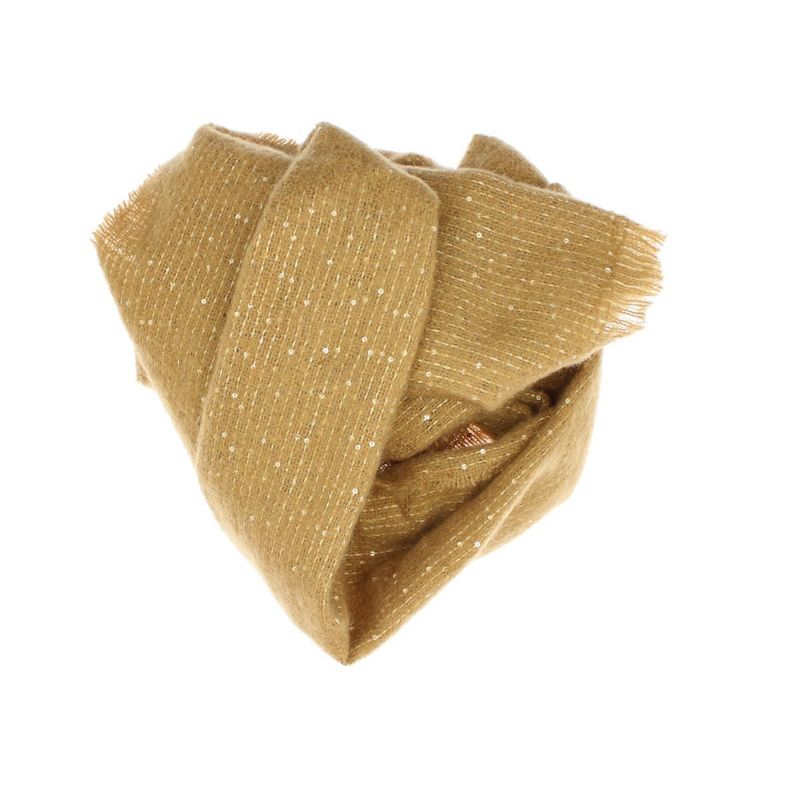 Fashion, accesorii si bijuterii - Femei - Accesorii femei - Esarfe si fulare femei - Esarfa de dama, Buticcochet, casmir, 190 x 65 cm, cu paiete, Maro - ES2722 - Infinity.ro
