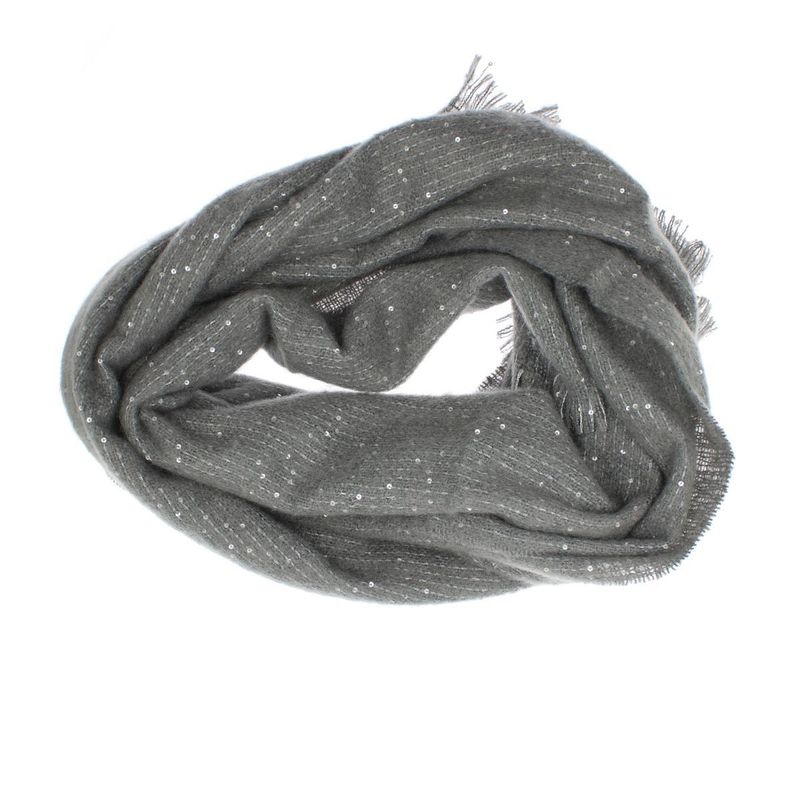 Fashion, accesorii si bijuterii - Femei - Accesorii femei - Esarfe si fulare femei - Esarfa de dama, Buticcochet, casmir, 190 x 65 cm, cu paiete, Gri - ES2727 - Infinity.ro