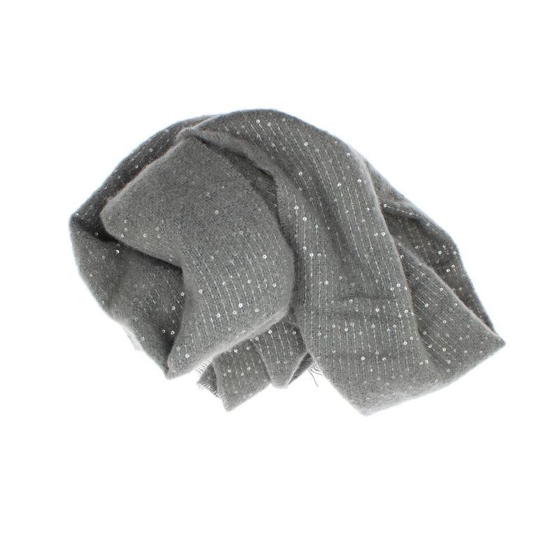 Fashion, accesorii si bijuterii - Femei - Accesorii femei - Esarfe si fulare femei - Esarfa de dama, Buticcochet, casmir, 190 x 65 cm, cu paiete, Gri - ES2727 - Infinity.ro