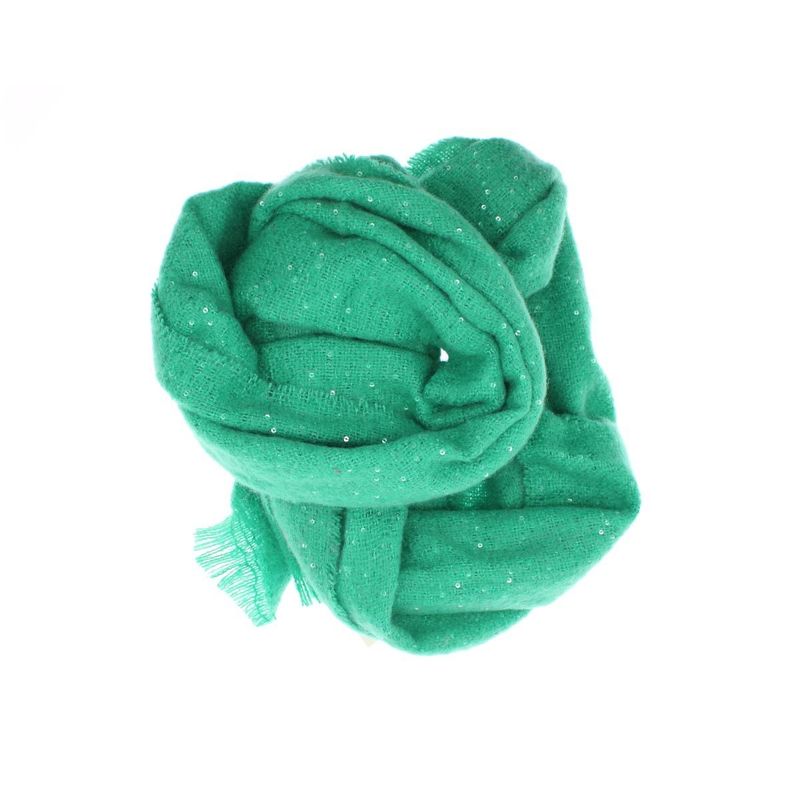 Fashion, accesorii si bijuterii - Femei - Accesorii femei - Esarfe si fulare femei - Esarfa de dama, Buticcochet, casmir, 190 x 65 cm, cu paiete, Verde - ES2725 - Infinity.ro