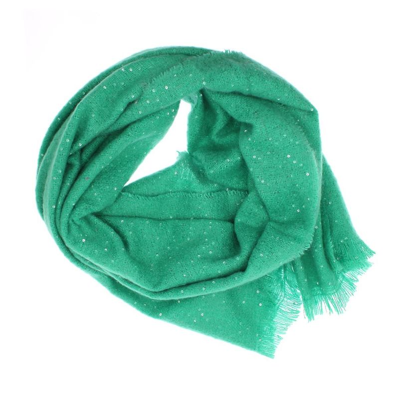 Fashion, accesorii si bijuterii - Femei - Accesorii femei - Esarfe si fulare femei - Esarfa de dama, Buticcochet, casmir, 190 x 65 cm, cu paiete, Verde - ES2725 - Infinity.ro