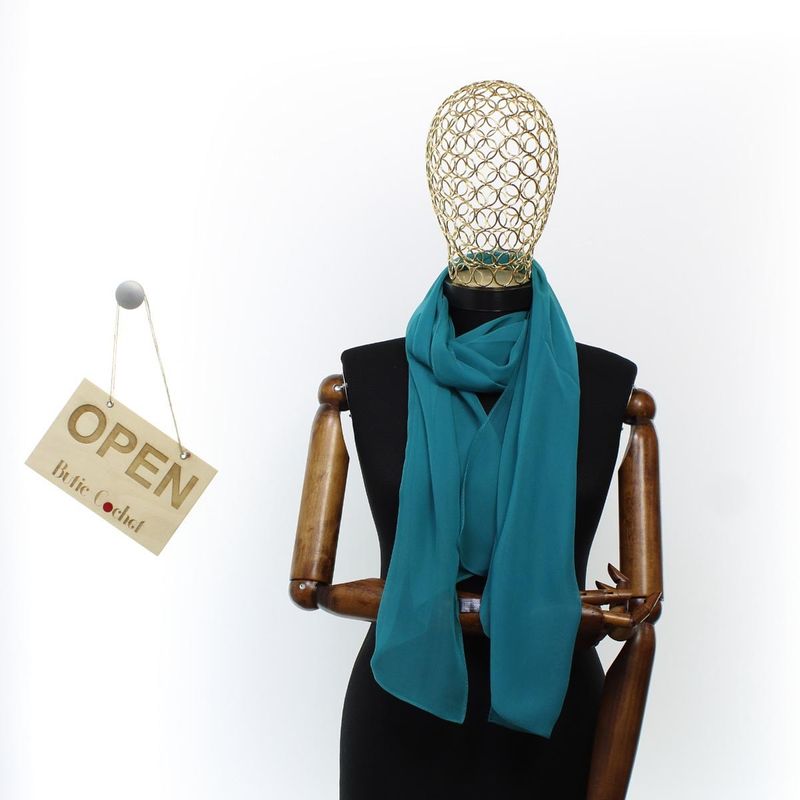 Fashion, accesorii si bijuterii - Femei - Accesorii femei - Esarfe si fulare femei - Esarfa de dama, uni, ButicCochet, 80% poliester 20% vascoza, Turcoaz - ES2928 - Infinity.ro