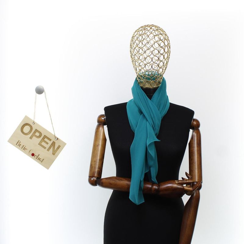 Fashion, accesorii si bijuterii - Femei - Accesorii femei - Esarfe si fulare femei - Esarfa de dama, uni, ButicCochet, 80% poliester 20% vascoza, Turcoaz - ES2928 - Infinity.ro