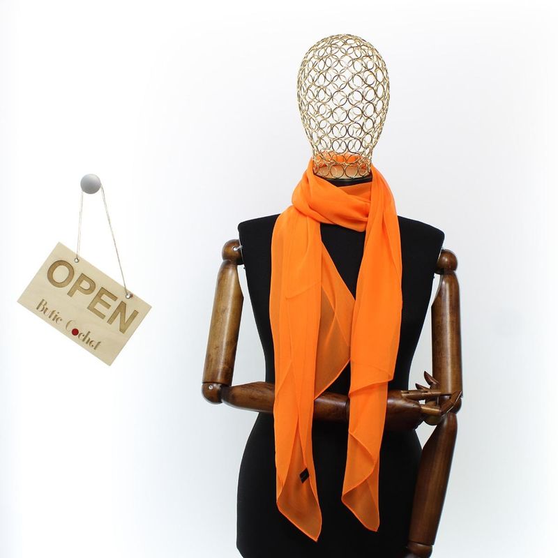Fashion, accesorii si bijuterii - Femei - Accesorii femei - Esarfe si fulare femei - Esarfa de dama, uni, ButicCochet, 80% poliester 20% vascoza, Portocaliu - ES2927 - Infinity.ro