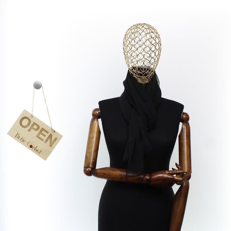Fashion, accesorii si bijuterii - Femei - Accesorii femei - Esarfe si fulare femei - Esarfa de dama, uni, ButicCochet, 80% poliester 20% vascoza, Negru - ES2930 - Infinity.ro