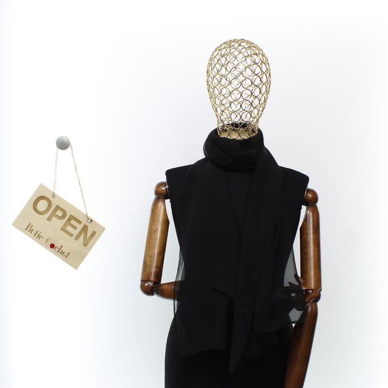 Fashion, accesorii si bijuterii - Femei - Accesorii femei - Esarfe si fulare femei - Esarfa de dama, uni, ButicCochet, 80% poliester 20% vascoza, Negru - ES2930 - Infinity.ro