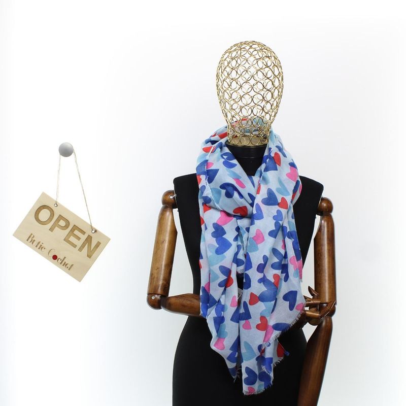 Fashion, accesorii si bijuterii - Femei - Accesorii femei - Esarfe si fulare femei - Esarfa de dama, cu imimioare, ButicCochet, 70% poliester 30% vascoza, Albastru - ES2932 - Infinity.ro