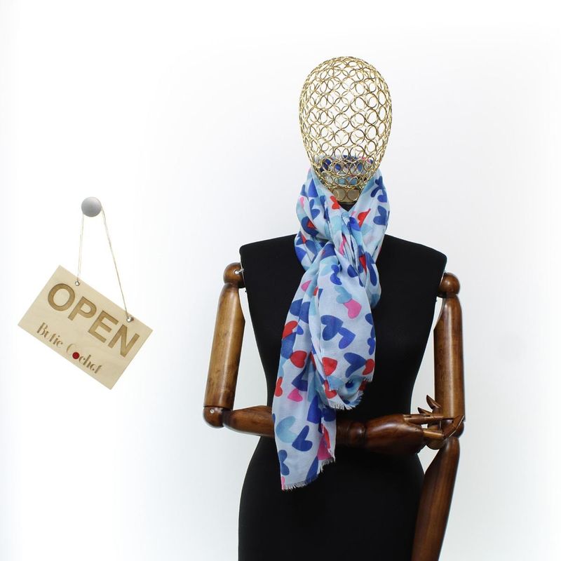 Fashion, accesorii si bijuterii - Femei - Accesorii femei - Esarfe si fulare femei - Esarfa de dama, cu imimioare, ButicCochet, 70% poliester 30% vascoza, Albastru - ES2932 - Infinity.ro