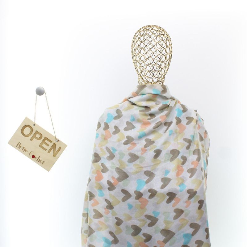 Fashion, accesorii si bijuterii - Femei - Accesorii femei - Esarfe si fulare femei - Esarfa de dama, cu imimioare, ButicCochet, 70% poliester 30% vascoza, Crem - ES2935 - Infinity.ro