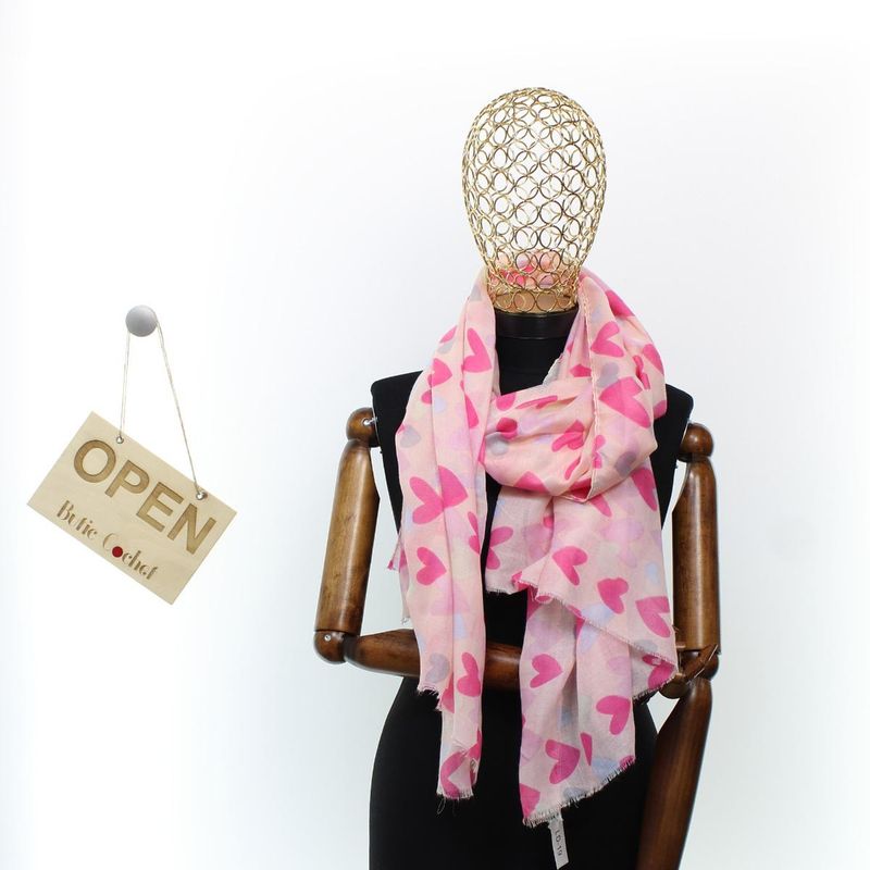 Fashion, accesorii si bijuterii - Femei - Accesorii femei - Esarfe si fulare femei - Esarfa de dama, cu imimioare, ButicCochet, 70% poliester 30% vascoza, Roz - ES2936 - Infinity.ro