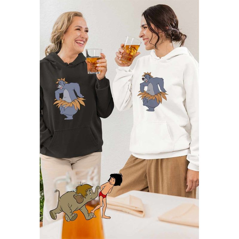Fashion, accesorii si bijuterii - Femei - Imbracaminte femei - Hanorace femei - Hanorac Femei Cartea Junglei Baloo, alb, marime 2XL - Infinity.ro