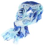 Fashion, accesorii si bijuterii - Femei - Accesorii femei - Esarfe si fulare femei - Esarfa de dama, cu floricele, ButicCochet, 70% poliester 30% vascoza, Albastru - ES2942 - Infinity.ro
