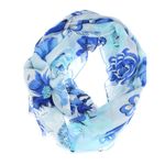 Fashion, accesorii si bijuterii - Femei - Accesorii femei - Esarfe si fulare femei - Esarfa de dama, cu floricele, ButicCochet, 70% poliester 30% vascoza, Albastru - ES2942 - Infinity.ro