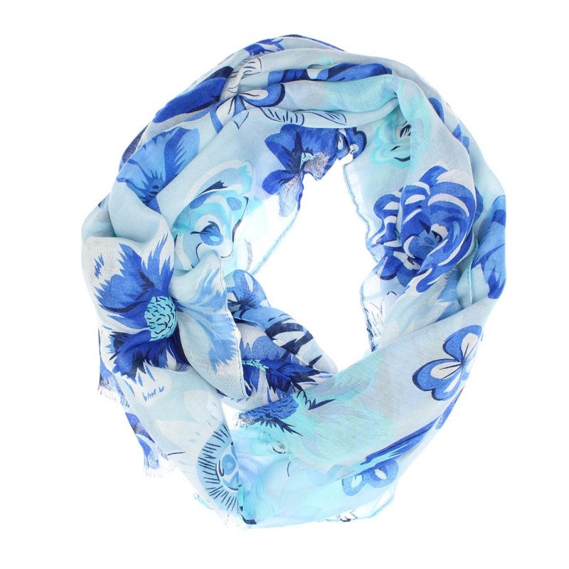 Fashion, accesorii si bijuterii - Femei - Accesorii femei - Esarfe si fulare femei - Esarfa de dama, cu floricele, ButicCochet, 70% poliester 30% vascoza, Albastru - ES2942 - Infinity.ro