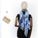 Fashion, accesorii si bijuterii - Femei - Accesorii femei - Esarfe si fulare femei - Esarfa de dama, cu floricele, ButicCochet, 70% poliester 30% vascoza, Albastru - ES2942 - Infinity.ro