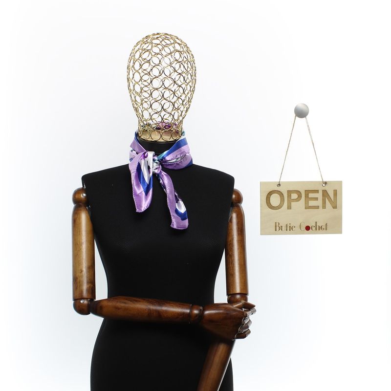 Fashion, accesorii si bijuterii - Femei - Accesorii femei - Esarfe si fulare femei - Batic de dama, 50 x 50 cm, ButicCochet, din satin, multicolor - ES2587 - Infinity.ro