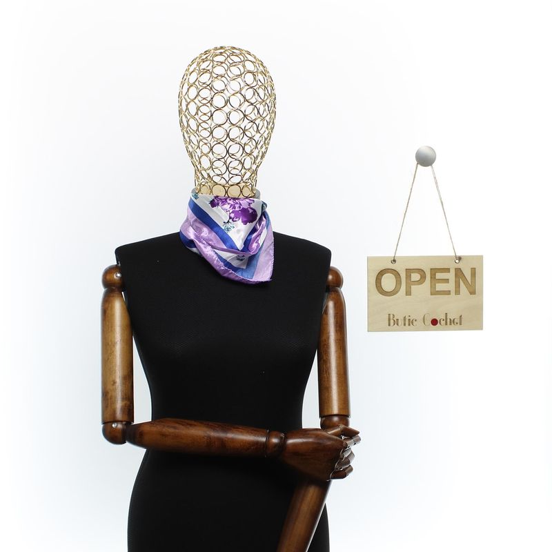 Fashion, accesorii si bijuterii - Femei - Accesorii femei - Esarfe si fulare femei - Batic de dama, 50 x 50 cm, ButicCochet, din satin, multicolor - ES2587 - Infinity.ro