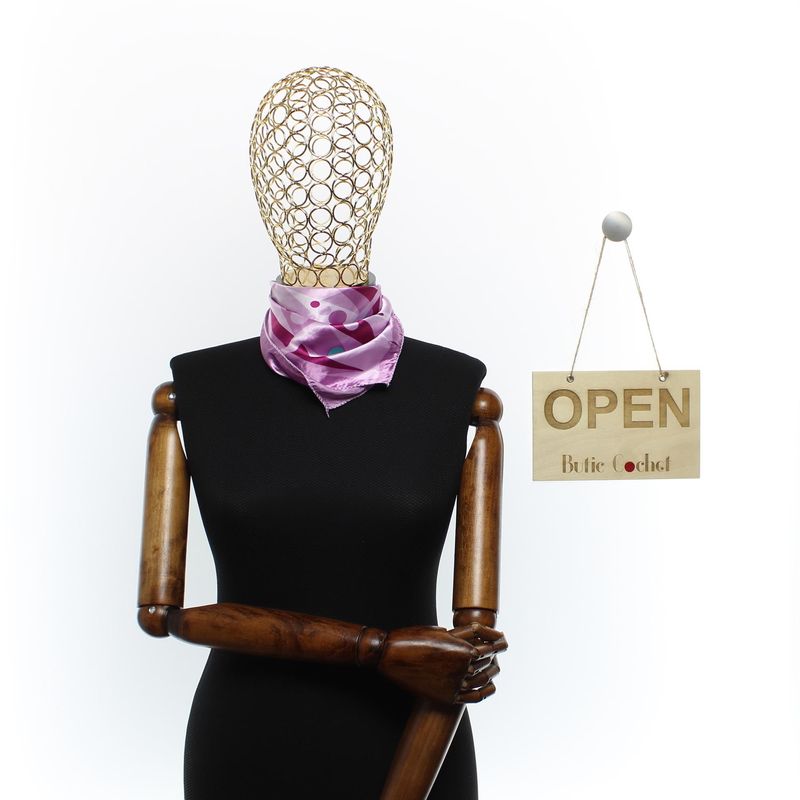 Fashion, accesorii si bijuterii - Femei - Accesorii femei - Esarfe si fulare femei - Batic de dama, 50 x 50 cm, ButicCochet, din satin, multicolor - ES2595 - Infinity.ro