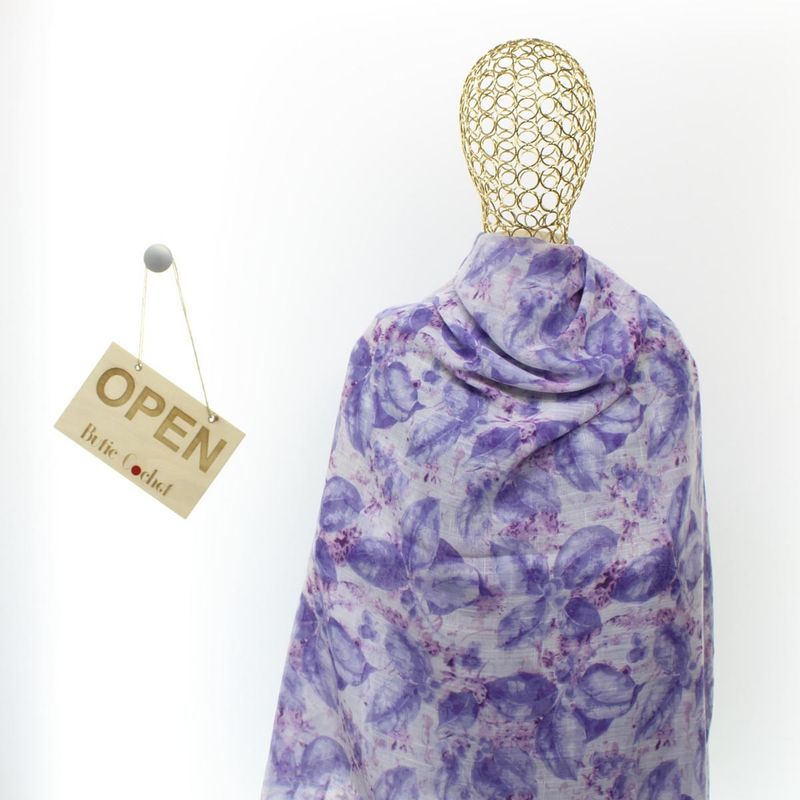 Fashion, accesorii si bijuterii - Femei - Accesorii femei - Esarfe si fulare femei - Esarfa de dama, ButicCochet, 70% poliester 30% vascoza,cu flori, Mov - ES2959 - Infinity.ro