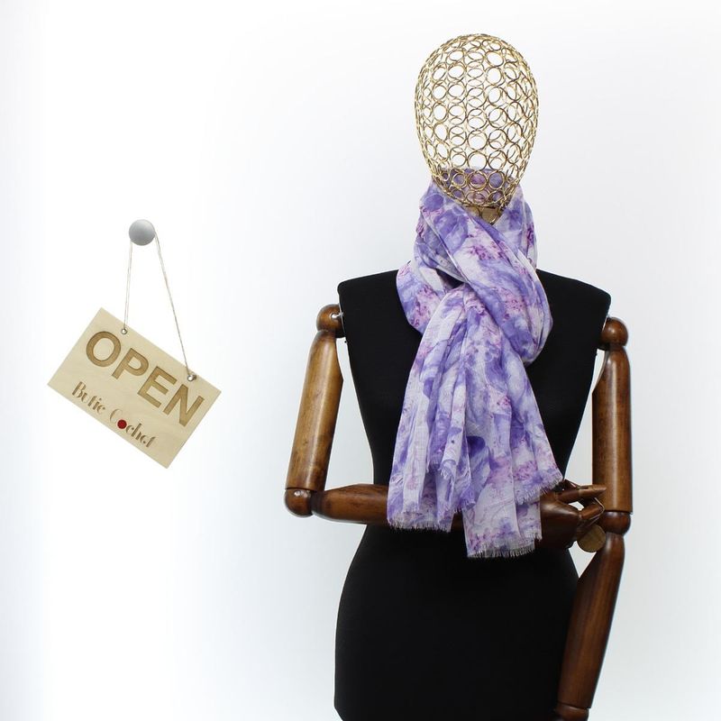 Fashion, accesorii si bijuterii - Femei - Accesorii femei - Esarfe si fulare femei - Esarfa de dama, ButicCochet, 70% poliester 30% vascoza,cu flori, Mov - ES2959 - Infinity.ro