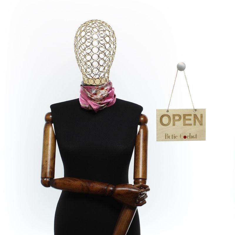 Fashion, accesorii si bijuterii - Femei - Accesorii femei - Esarfe si fulare femei - Batic de dama, 50 x 50 cm, ButicCochet, din satin, multicolor - ES2598 - Infinity.ro