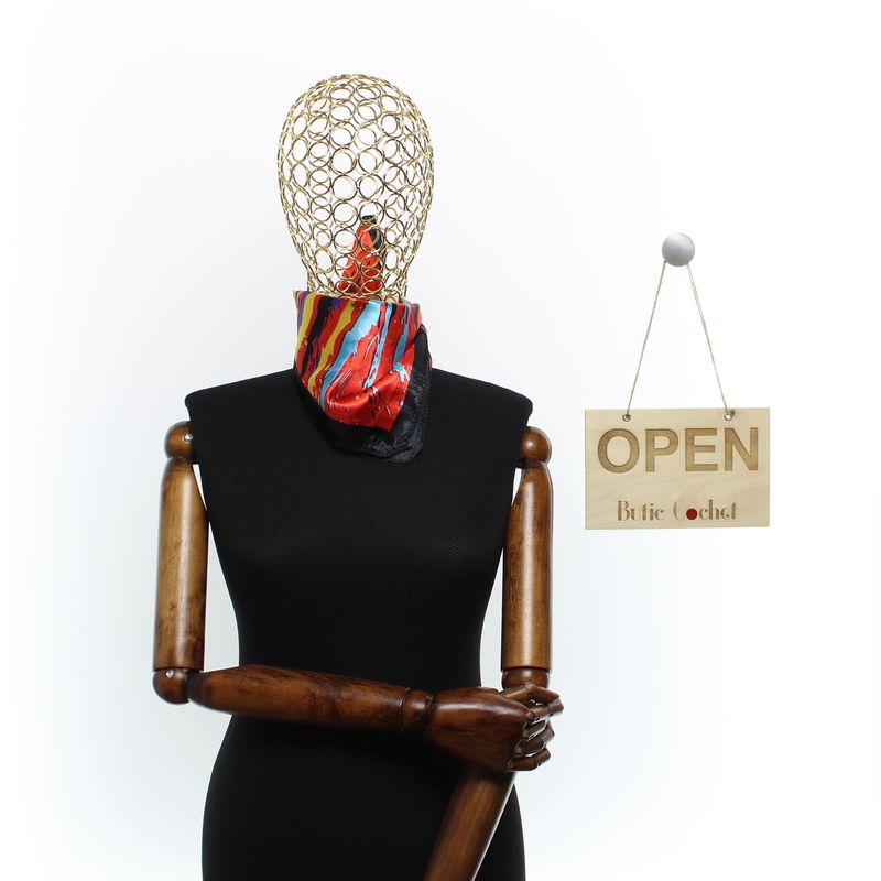 Fashion, accesorii si bijuterii - Femei - Accesorii femei - Esarfe si fulare femei - Batic de dama, 50 x 50 cm, ButicCochet, din satin, multicolor - ES2608 - Infinity.ro