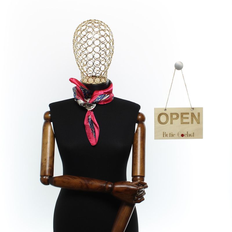 Fashion, accesorii si bijuterii - Femei - Accesorii femei - Esarfe si fulare femei - Batic de dama, 50 x 50 cm, ButicCochet, din satin, multicolor - ES2613 - Infinity.ro