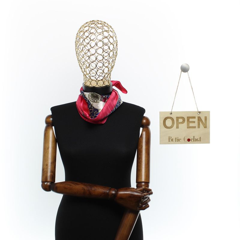 Fashion, accesorii si bijuterii - Femei - Accesorii femei - Esarfe si fulare femei - Batic de dama, 50 x 50 cm, ButicCochet, din satin, multicolor - ES2613 - Infinity.ro