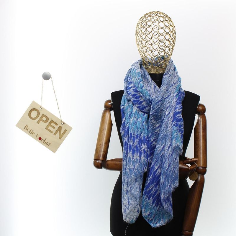 Fashion, accesorii si bijuterii - Femei - Accesorii femei - Esarfe si fulare femei - Esarfa de dama, ButicCochet, 70% poliester 30% vascoza, model stilizat, Albastru - ES2980 - Infinity.ro