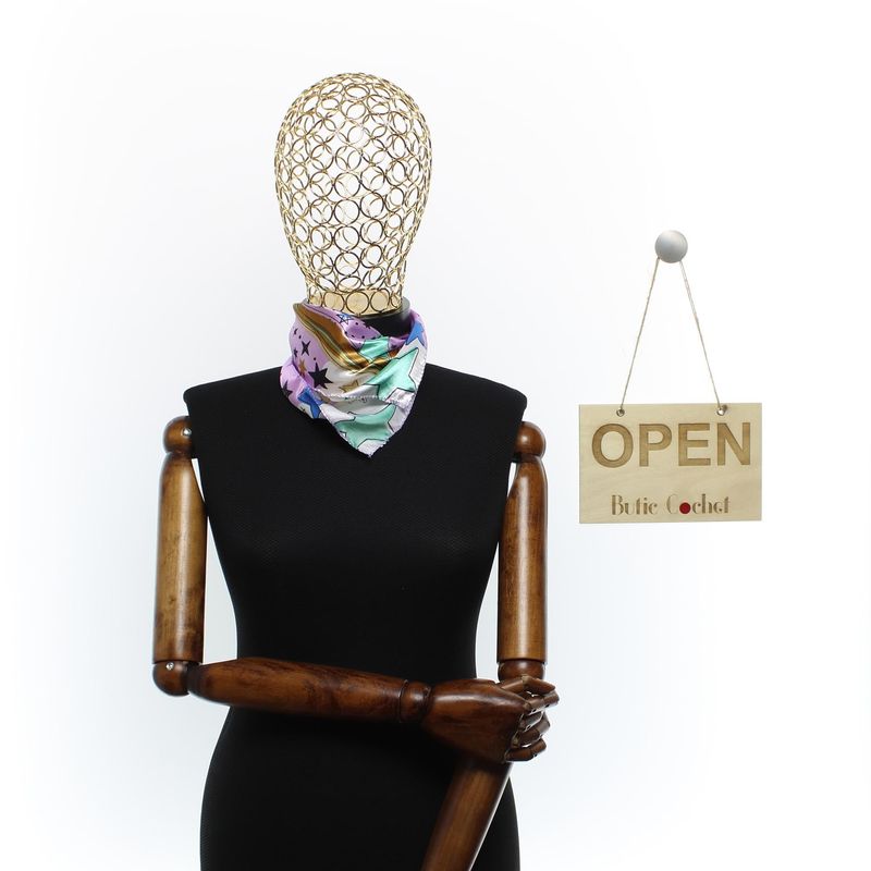 Fashion, accesorii si bijuterii - Femei - Accesorii femei - Esarfe si fulare femei - Batic de dama, 50 x 50 cm, ButicCochet, din satin, multicolor - ES2623 - Infinity.ro