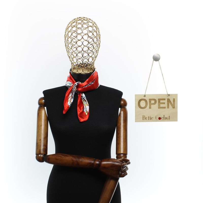 Fashion, accesorii si bijuterii - Femei - Accesorii femei - Esarfe si fulare femei - Batic de dama, 50 x 50 cm, ButicCochet, din satin, multicolor - ES2619 - Infinity.ro