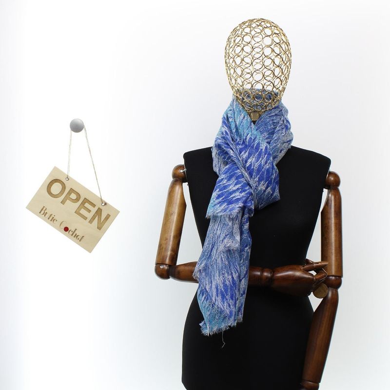 Fashion, accesorii si bijuterii - Femei - Accesorii femei - Esarfe si fulare femei - Esarfa de dama, ButicCochet, 70% poliester 30% vascoza, model stilizat, Albastru - ES2980 - Infinity.ro
