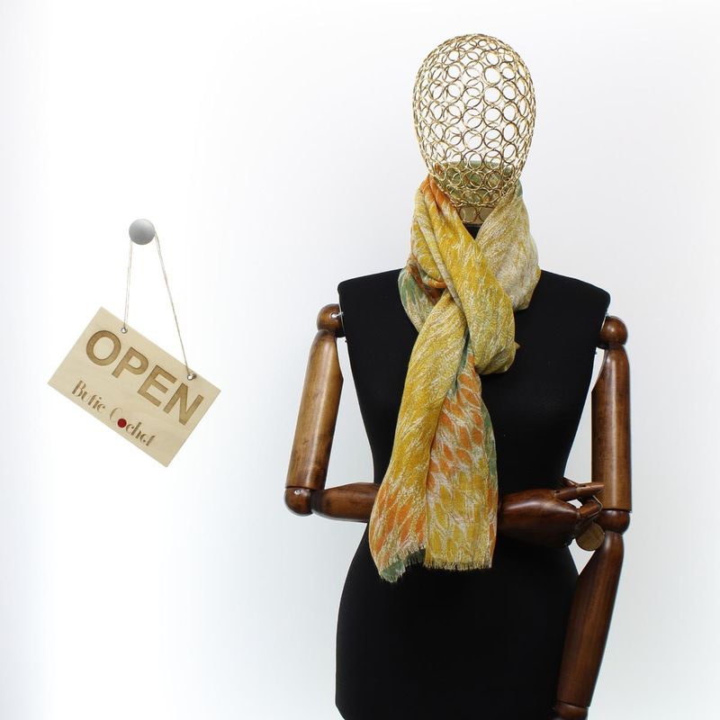 Fashion, accesorii si bijuterii - Femei - Accesorii femei - Esarfe si fulare femei - Esarfa de dama, ButicCochet, 70% poliester 30% vascoza, model stilizat, Portocaliu - ES2984 - Infinity.ro