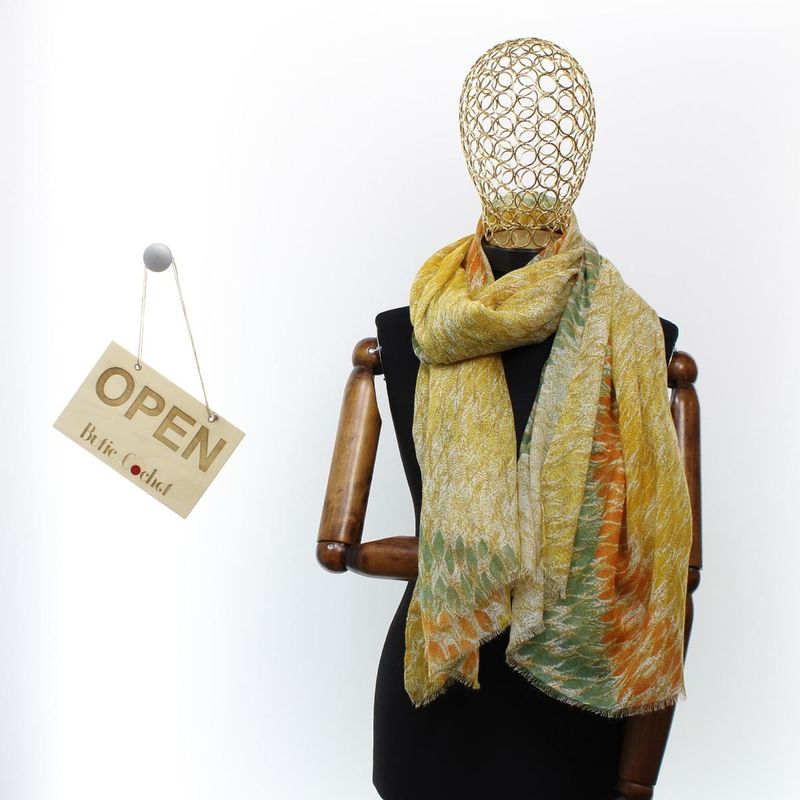 Fashion, accesorii si bijuterii - Femei - Accesorii femei - Esarfe si fulare femei - Esarfa de dama, ButicCochet, 70% poliester 30% vascoza, model stilizat, Portocaliu - ES2984 - Infinity.ro