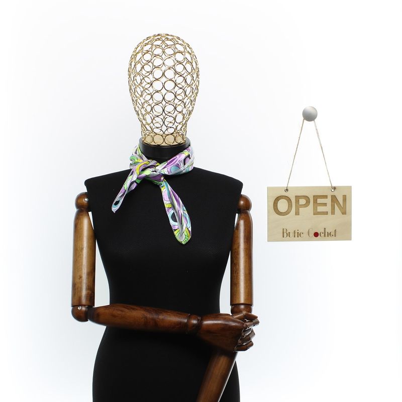 Fashion, accesorii si bijuterii - Femei - Accesorii femei - Esarfe si fulare femei - Batic de dama, 50 x 50 cm, ButicCochet, din satin, multicolor - ES2634 - Infinity.ro